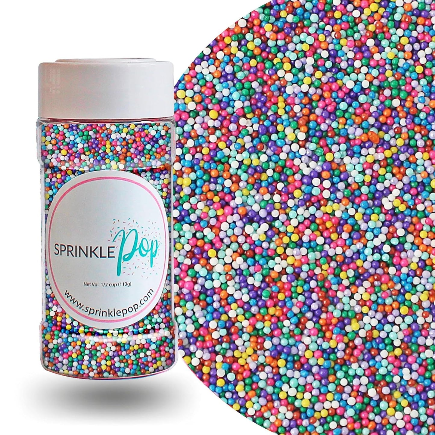 Sprinkle Pop Cool Rainbow Nonpareil Sprinkle Mix| with hues of Blue Purple Pink Non Pareil Sprinkles| Decorating Nonpareils Made in USA for Birthday Cupcakes Donuts Cakes Cookies, 4oz