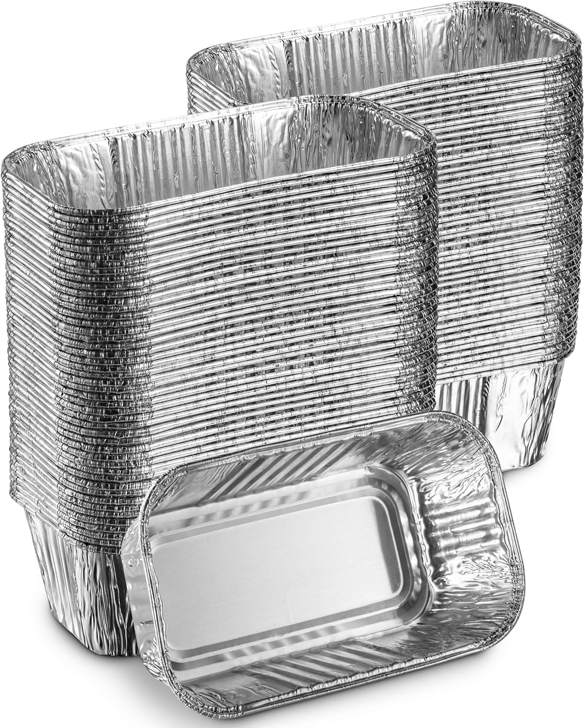 MontoPack Aluminum Mini Disposable Loaf Pans | Deep Half Size 6 x 3.5” Extra Thick Foil Bread Containers for Baking, Food Storage & Takeout | Eco-Friendly & Recyclable | Bulk 100-Pack of 1 Pound Trays