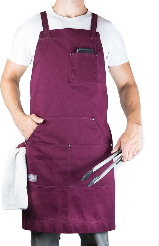 Hudson Durable Goods - Professional Grade Chef Apron for Kitchen, BBQ & Grill