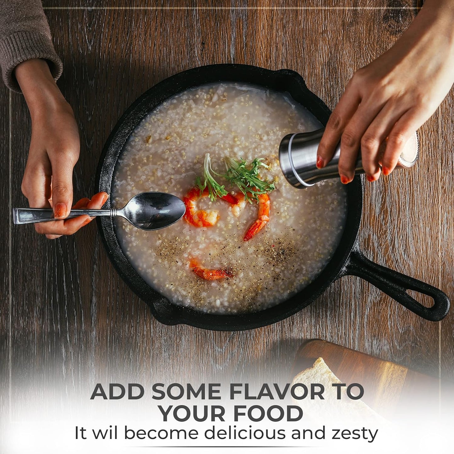 Salt Shaker or Pepper Shaker with Adjustable Pour Holes - Elegant Stainless Steel Spice Dispenser - Perfect for Himalayan, Table Salt, White and Black Pepper (Salt Shaker)