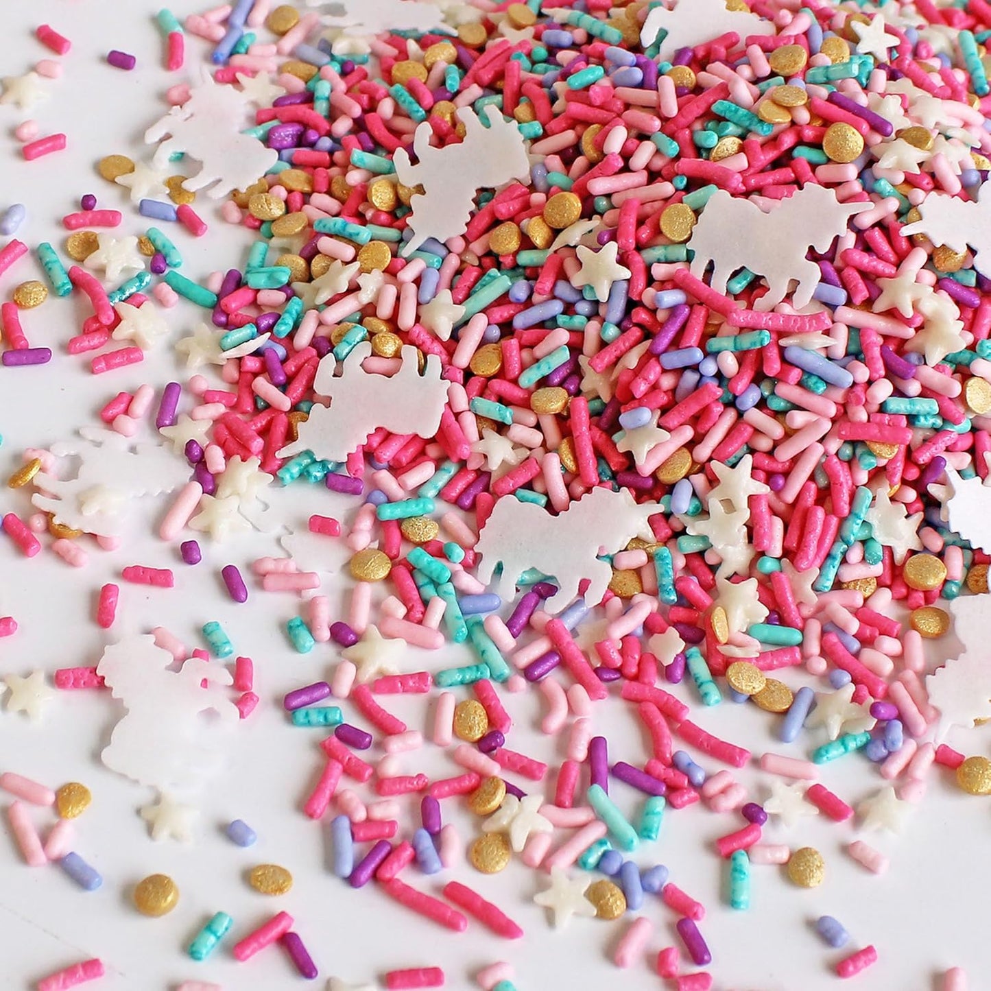 Sprinkle Pop Party Like A Unicorn Sprinkle Mix| Rainbow Sprinkles Heavy on Pink Gold Jimmies with ~20 Unicorn Wafer Papers| Birthday Sprinkles Made in USA for Decorating Cake Cupcakes Cookie, 4oz