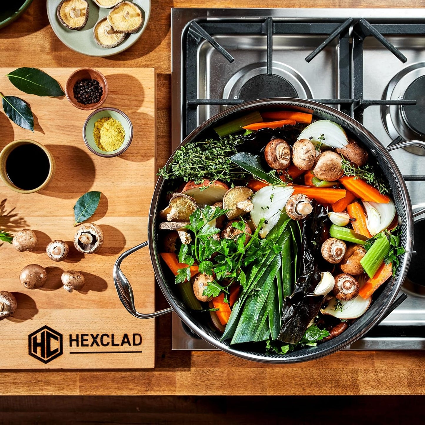 HexClad Hybrid Nonstick 12-Quart Stockpot with Tempered Glass Lid, Stay-Cool Handles, Dishwasher-Friendly, Oven-Safe Up to 900°F, Induction Ready, Compatible with All Cooktops