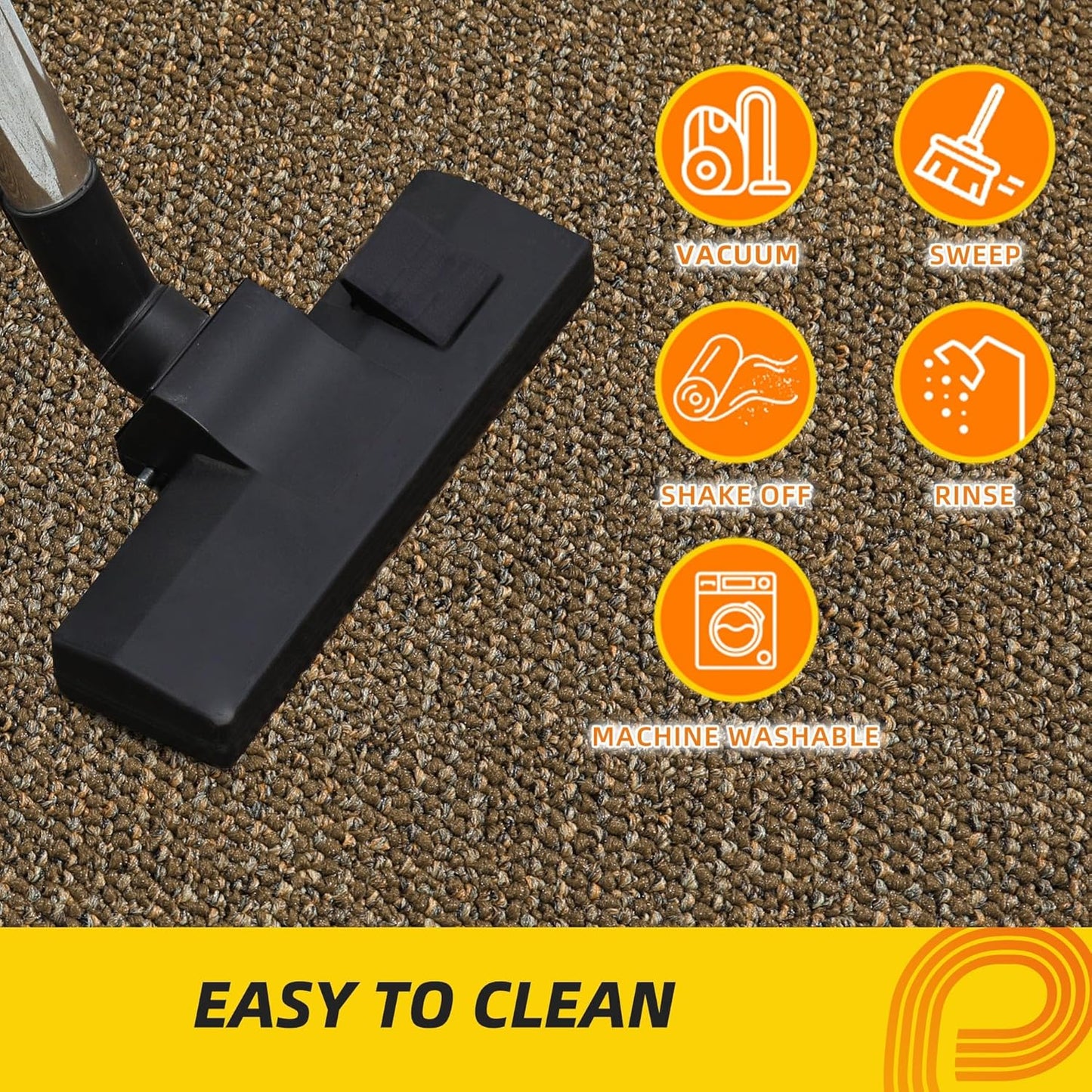 JSEI Dirt Trapper Door Mat 20"x32" Non-Slip Washable Entrance Mat, Dog Doormats, Absorbent & Fade-Resistant Floor Mats, Low Profile Welcome Mats for Entryway, Front Door, and Inside Entrance, Brown