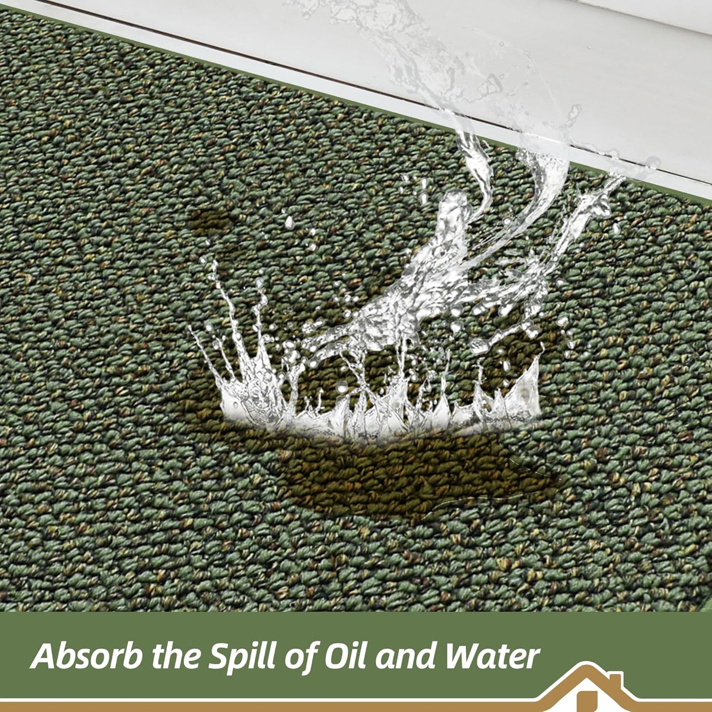 BEQHAUSE Kitchen Runner Rugs 20"x48", Non-Slip Kitchen Mats for Floor, Super Absorbent and Stain Resistant Kitchen Rug, Machine Washable Rugs for Kitchen, Hallway, Laundry & Sink, Green