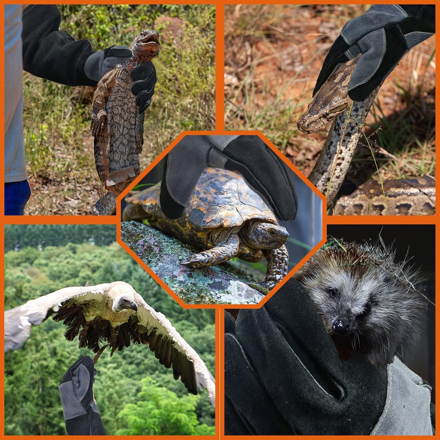 23.6 In Leather Welding Gloves for Animal Handling,Grabbing Reptile, Grooming,Trips to Vet,BBQ,Fireplace.Puncture & Scratch Resistant, Bite Proof for Cat Dog Bird Falcon Livestock Snake L Black