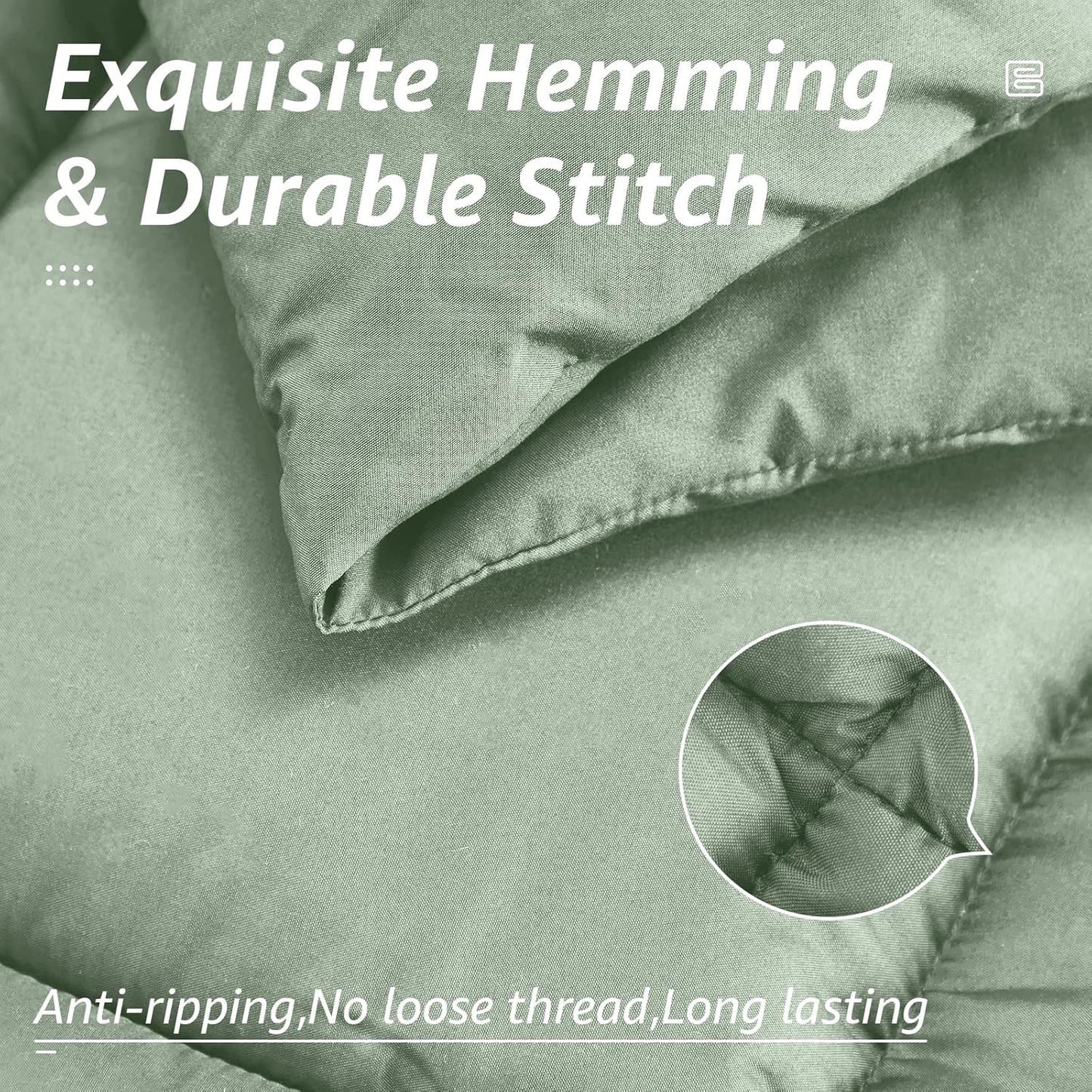 HYLEORY All Season Twin Size Bed Comforter - Cooling Down Alternative Quilted Duvet Insert with Corner Tabs - Winter Warm - Machine Washable - Sage Green