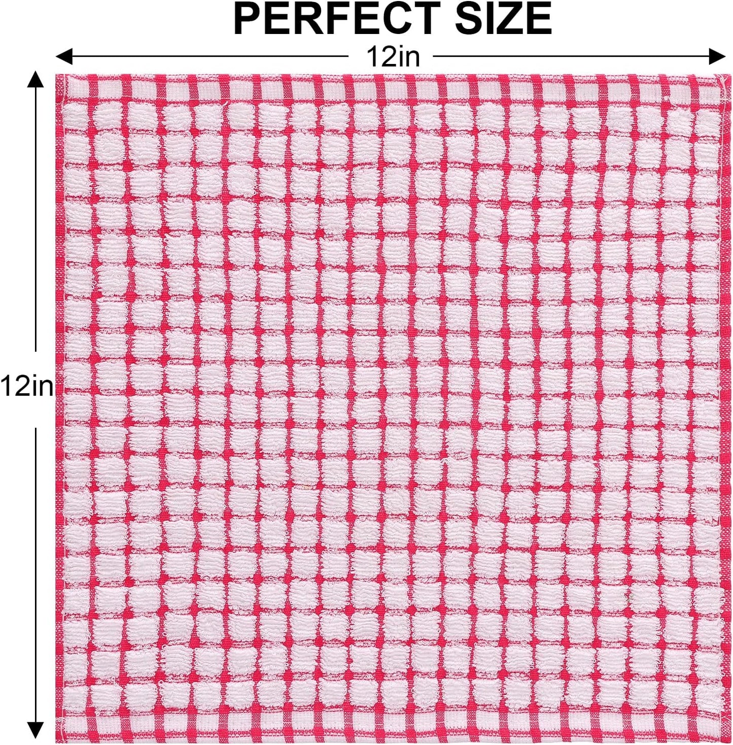 Kitinjoy Cotton 16 Pack Terry Kitchen Dish Cloths, 12 x 12 Inches Super Soft and Absorbent Dish Rags, Quick Drying Dish Towels for Washing Dishes, Mixed Color