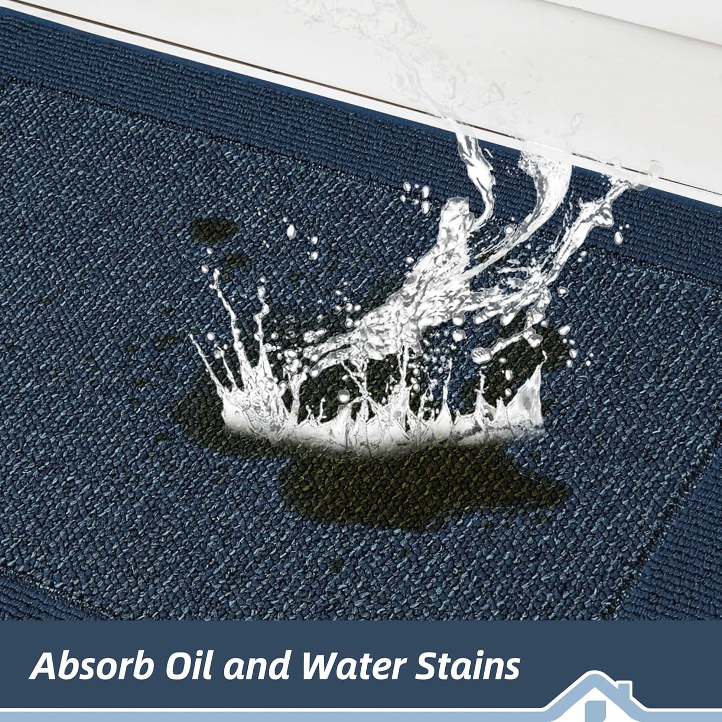 BEQHAUSE Kitchen Rugs and Mats Set of 2 Non-Slip Kitchen Mats for Floor, Absorbent and Stain Resistant Kitchen Runner, Machine Washable Rugs for Kitchen, Laundry & Sink, 24"x36"+24"x60", Blue