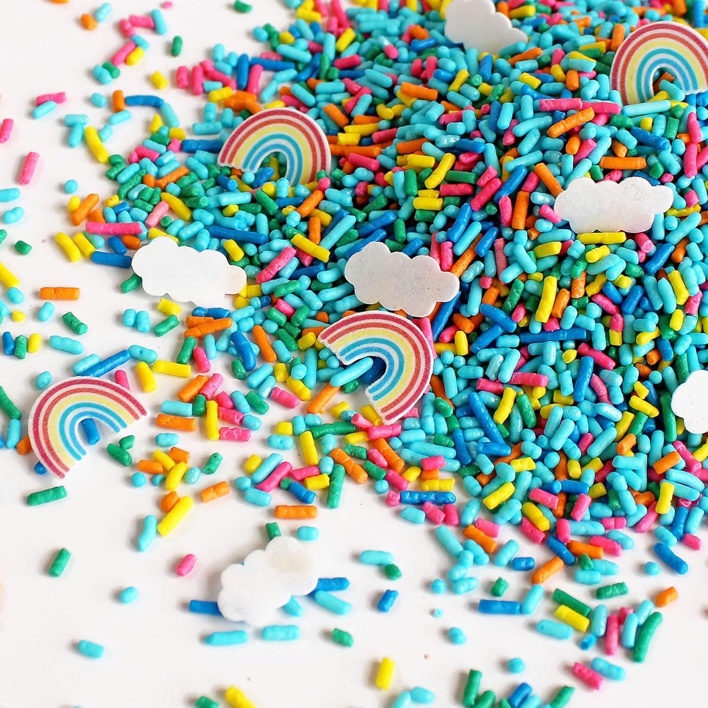 Sprinkle Pop You're My Rainbow Sprinkle Mix| Rainbow Sprinkles Heavy on Blue Jimmies with ~20 Rainbow and Clouds Wafer Papers| Birthday Sprinkles Made in USA for Decorating Cake Cupcakes Cookie, 4oz