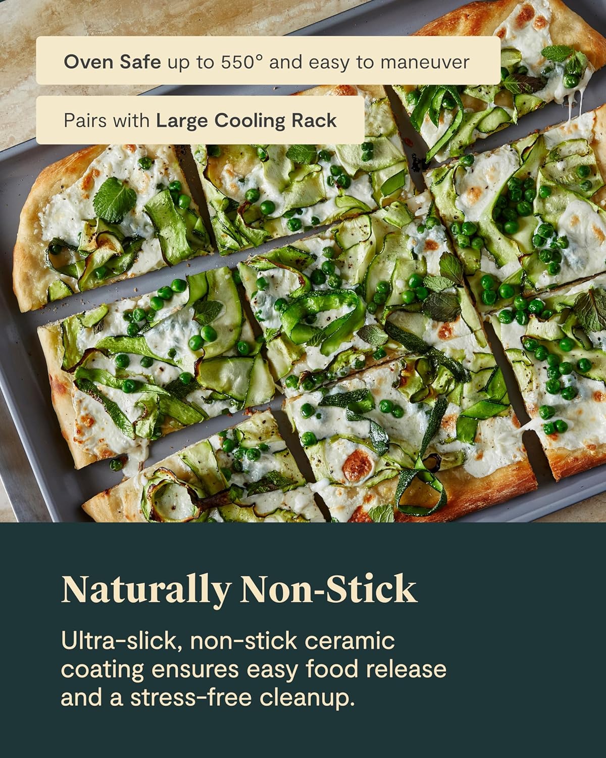Caraway Non-Stick Ceramic Large Baking Sheet Sheet - Naturally Slick Ceramic Coating - Non-Toxic, PTFE & PFOA Free - Perfect for Baking, Roasting, and More - Large (18" x 13") - Sage