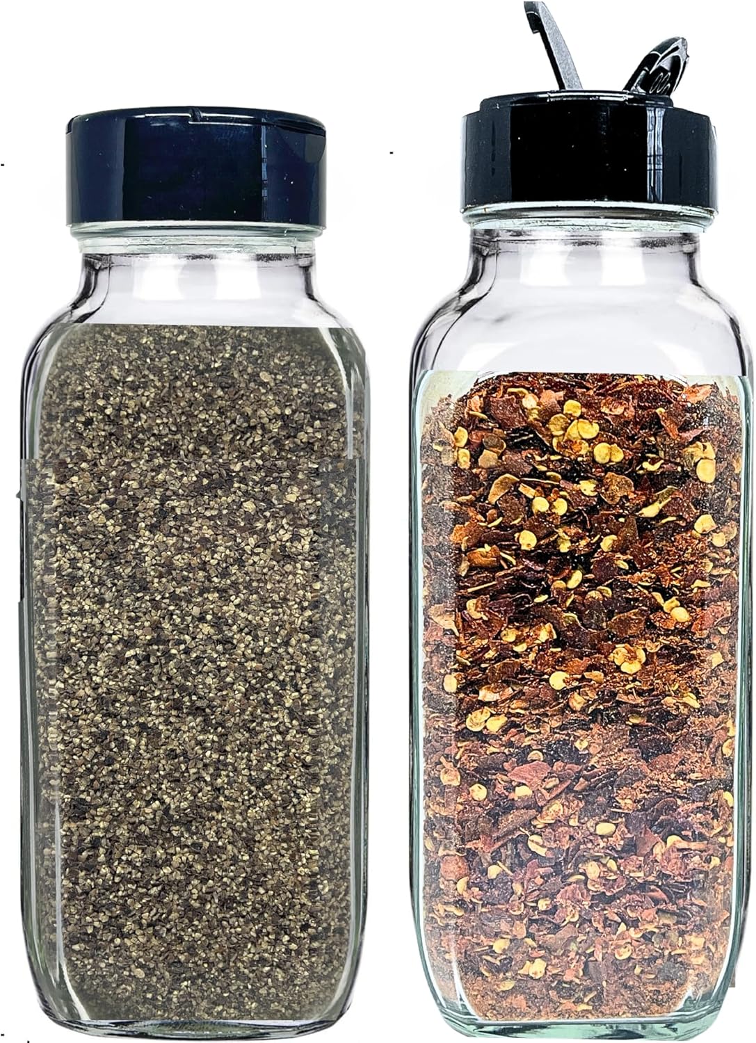 JARMING COLLECTIONS 16oz Glass French Square Spice Shakers with Lids – Large Seasoning Containers for Kitchen, Pantry, Herbs & Spices - Enhance Your Spice Storage – Made in USA