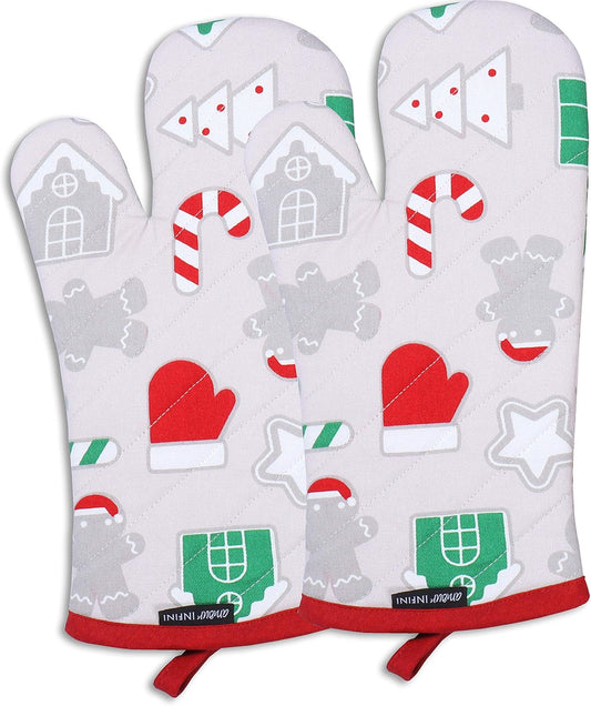 AMOUR INFINI Oven Mitts Set of 1 Quilted Liner with Hanging Loop Non Slip, Heat Resistant, Washable Reusable Oven Mitt Quilted Liner with Hanging Loop