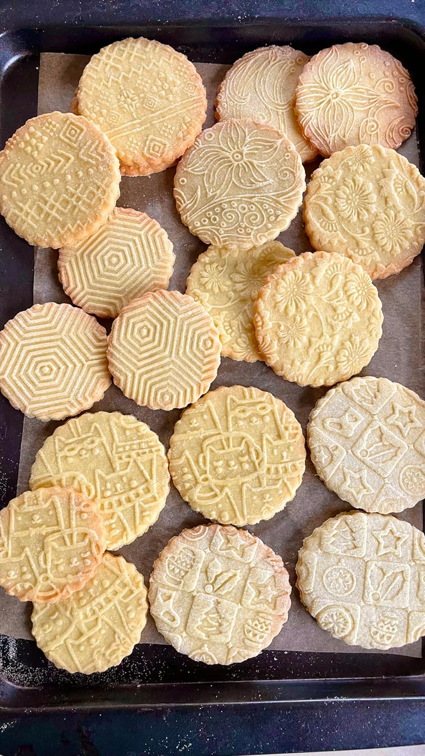 CHRISTMAS TILES Embossing Rolling Pin. Laser Engraved Dough Roller for Embossing Homemade Christmas Cookies by Algis Crafts