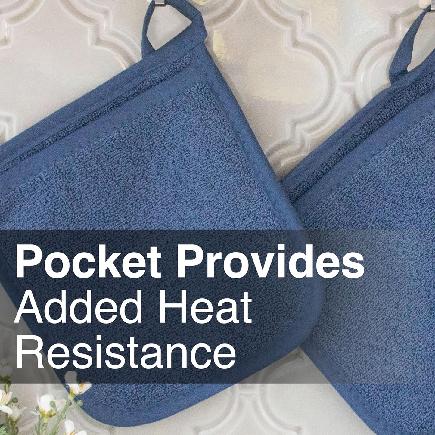 RITZ Terry Pocket Mitt & Hot Pad: Unparalleled Heat Resistant, Durable 100% Cotton,Ergonomically Designed for Optimal Grip, Easy-Care Machine Washable 2-Pack, Federal Blue