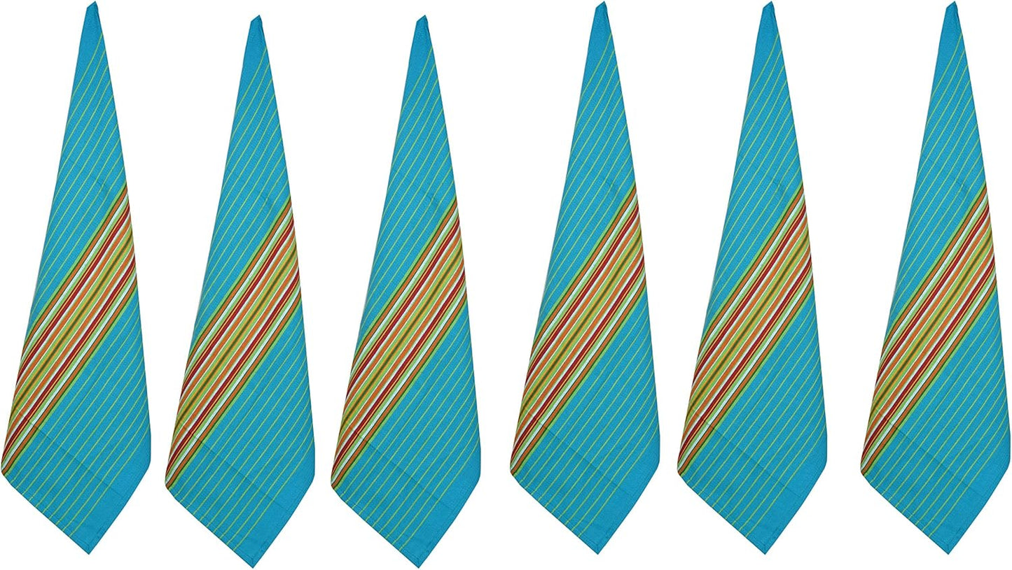 Urban Villa Kitchen Towels Waffle Stripes Dish Towels for Kitchen Azure Color Set of 6 Kitchen Towels Highly Absorbent Cotton Over Sized 20X30 in with Mitered Corners Kitchen Hand Tea Towels