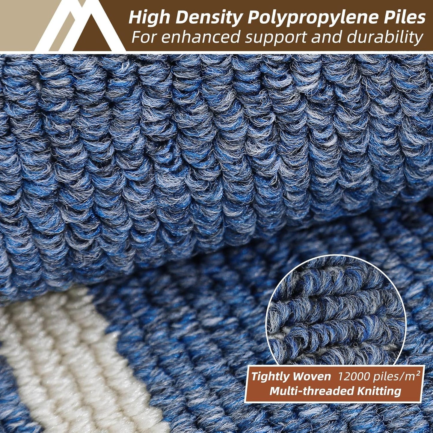 COSY HOMEER Long Kitchen Floor Mats for in Front of Sink Super Absorbent Kitchen Rugs and Mats 24"x59" Non-Skid Kitchen Mat Standing Mat Washable,Polypropylene,Blue,Frame