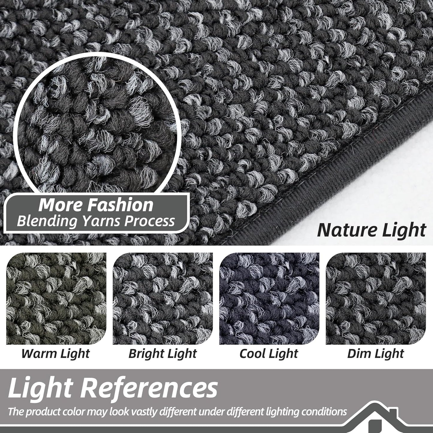 BEQHAUSE Kitchen Rugs 24"x36", Non-Slip Kitchen Mats for Floor, Super Absorbent and Stain Resistant Kitchen Rugs, Machine Washable Rugs for Kitchen, Hallway, Laundry & Sink, Charcoal