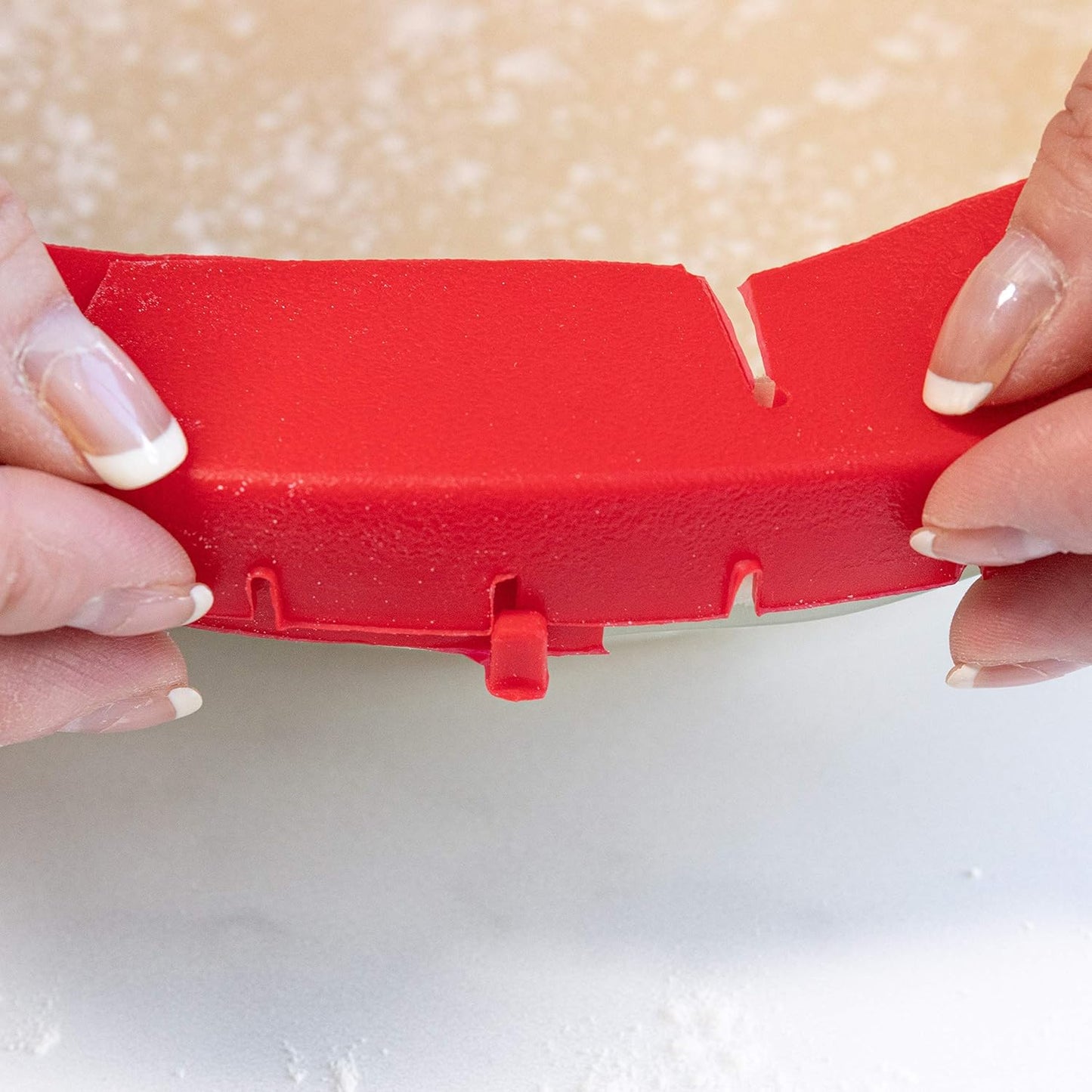 Talisman Designs Adjustable Pie Shield | 8 to 11.5 Inch Rimmed Dishes | Pie Crust Protector I Red - Set of 2