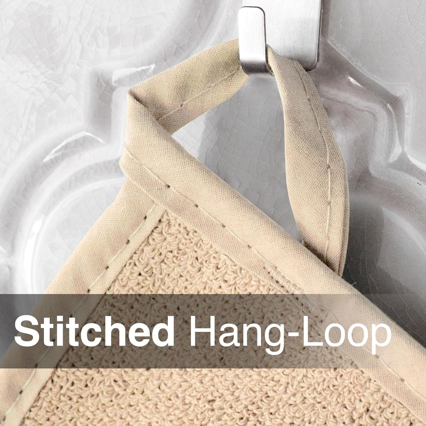 RITZ Terry Potholder & Hot Pad: Unparalleled Heat Resistant, Durable 100% Cotton – Ergonomically Designed for Optimal Grip – Easy-Care Machine Washable – 2-Pack, Latte