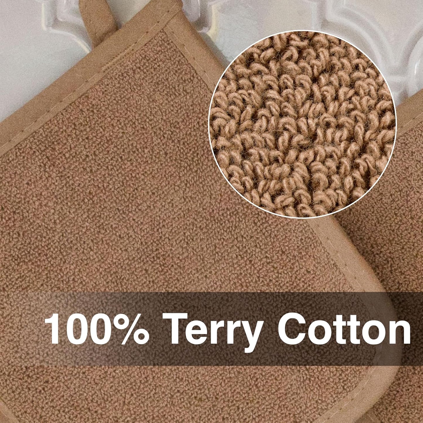 RITZ Terry Potholder & Hot Pad: Unparalleled Heat Resistant, Durable 100% Cotton – Ergonomically Designed for Optimal Grip – Easy-Care Machine Washable – 2-Pack, Mocha