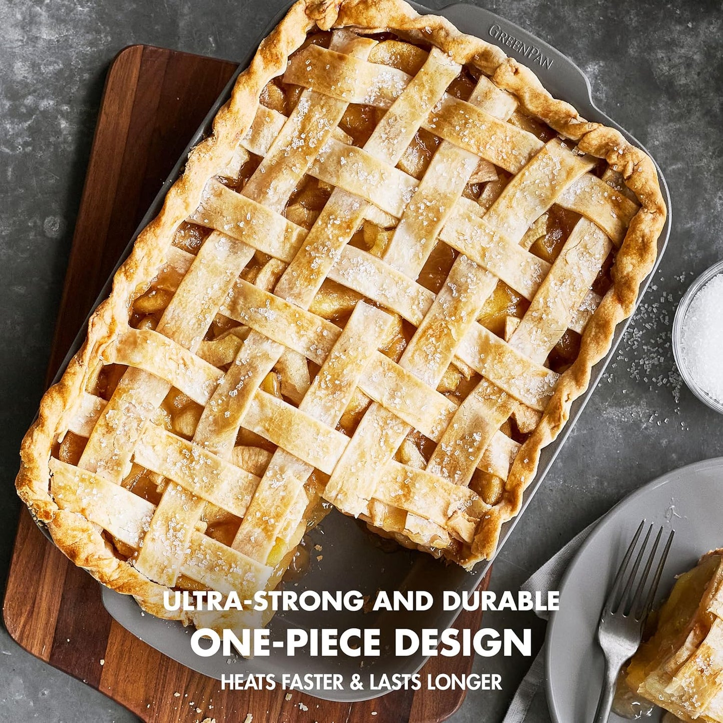 GreenPan Premiere Ovenware Healthy Ceramic Nonstick 13" x 9" Rectangular Baking Pan, Cast Aluminum Bakeware, Warp-Free, Oven and Broiler safe to 600F,Dishwasher Safe, PFAS-Free, Gray