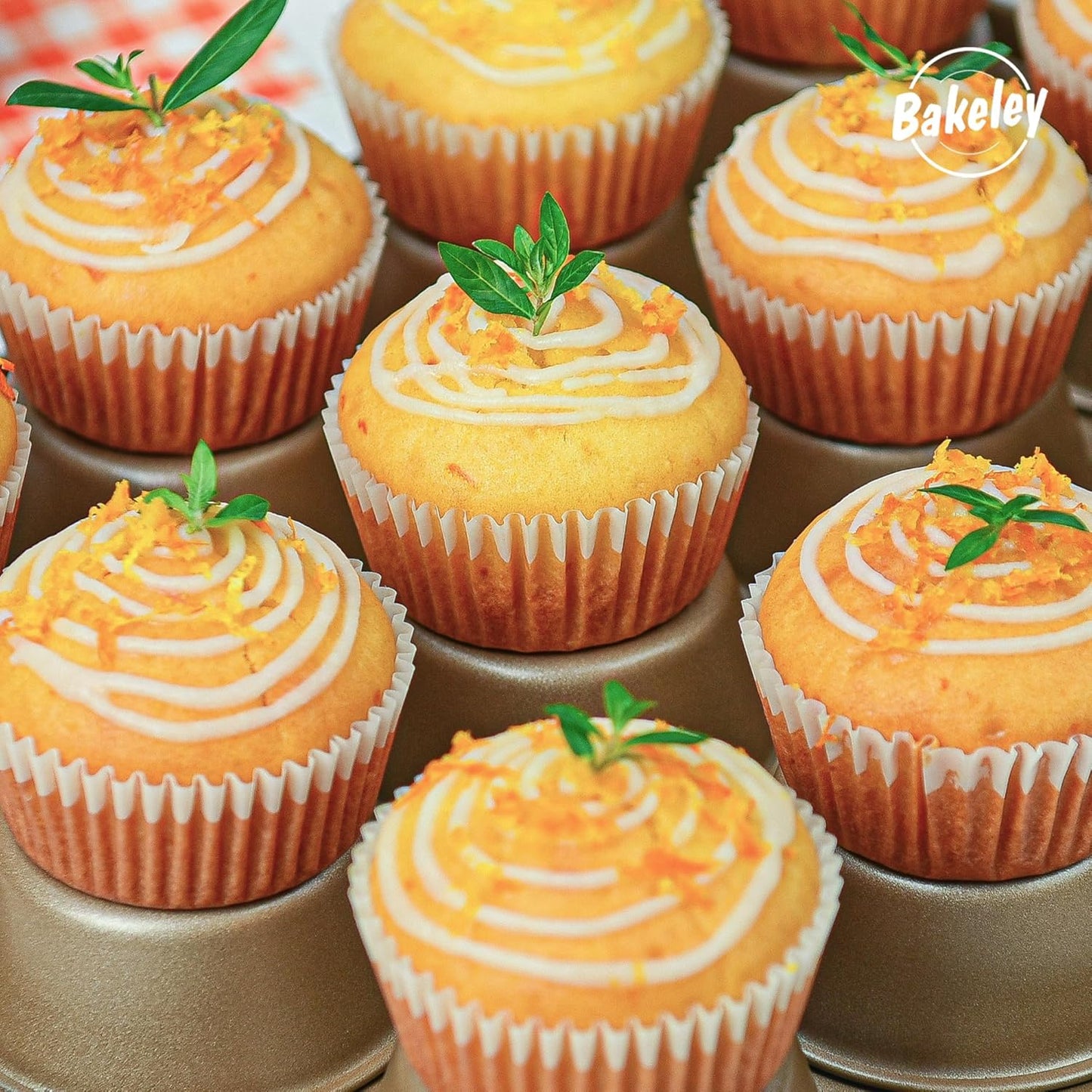 Muffin Cake Pan, 12-Cavity Non-Stick Cupcake Pan Bakeware for Oven Baking Set of 2 (Champagne Gold)