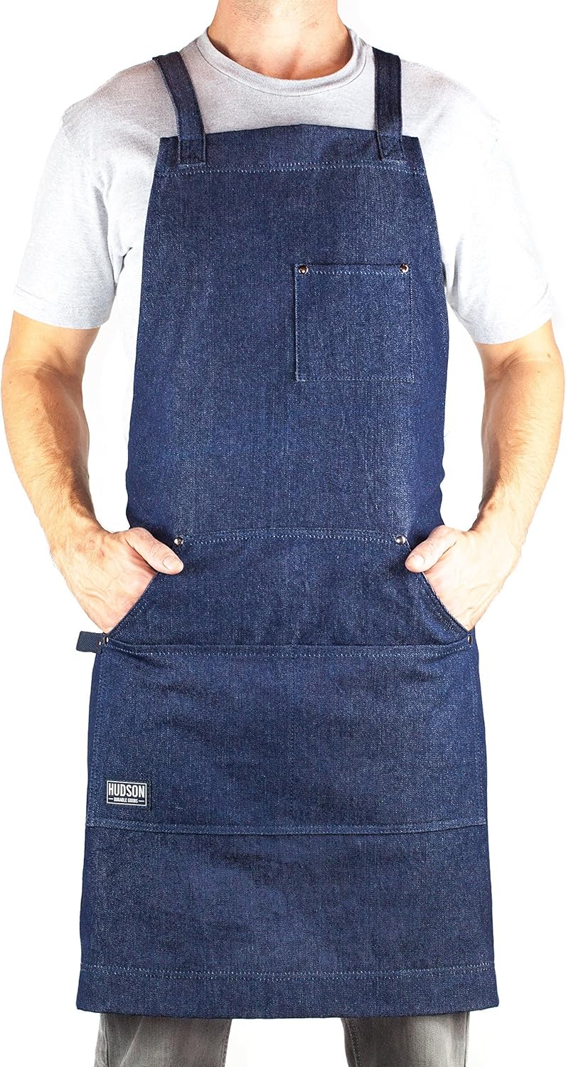 Hudson Durable Goods - Professional Grade Chef Apron for Kitchen, BBQ & Grill