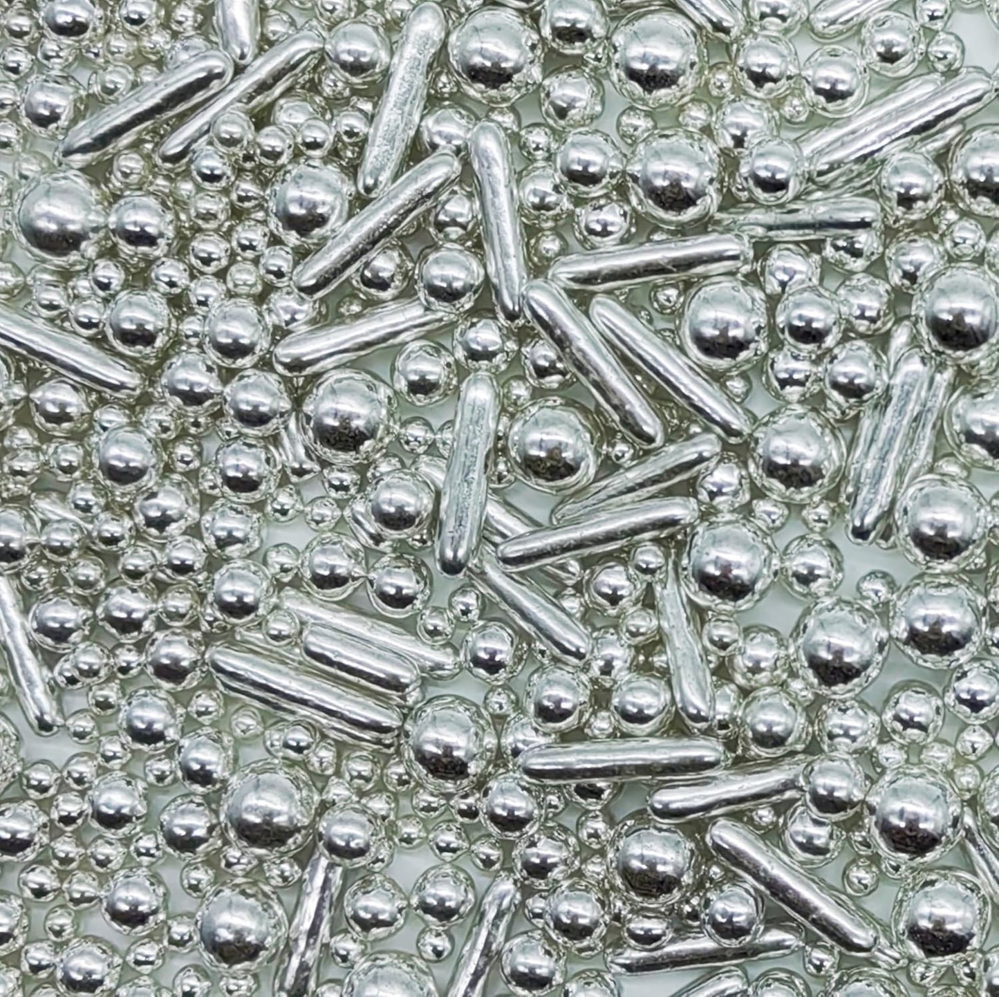 Silver Sprinkles Candy Mix Size Edible Pearls Cake Decorations Cupcake Toppers Cookie Decorating Perfect for Wedding Party Valentine Halloween Christmas Supplies 4.58OZ