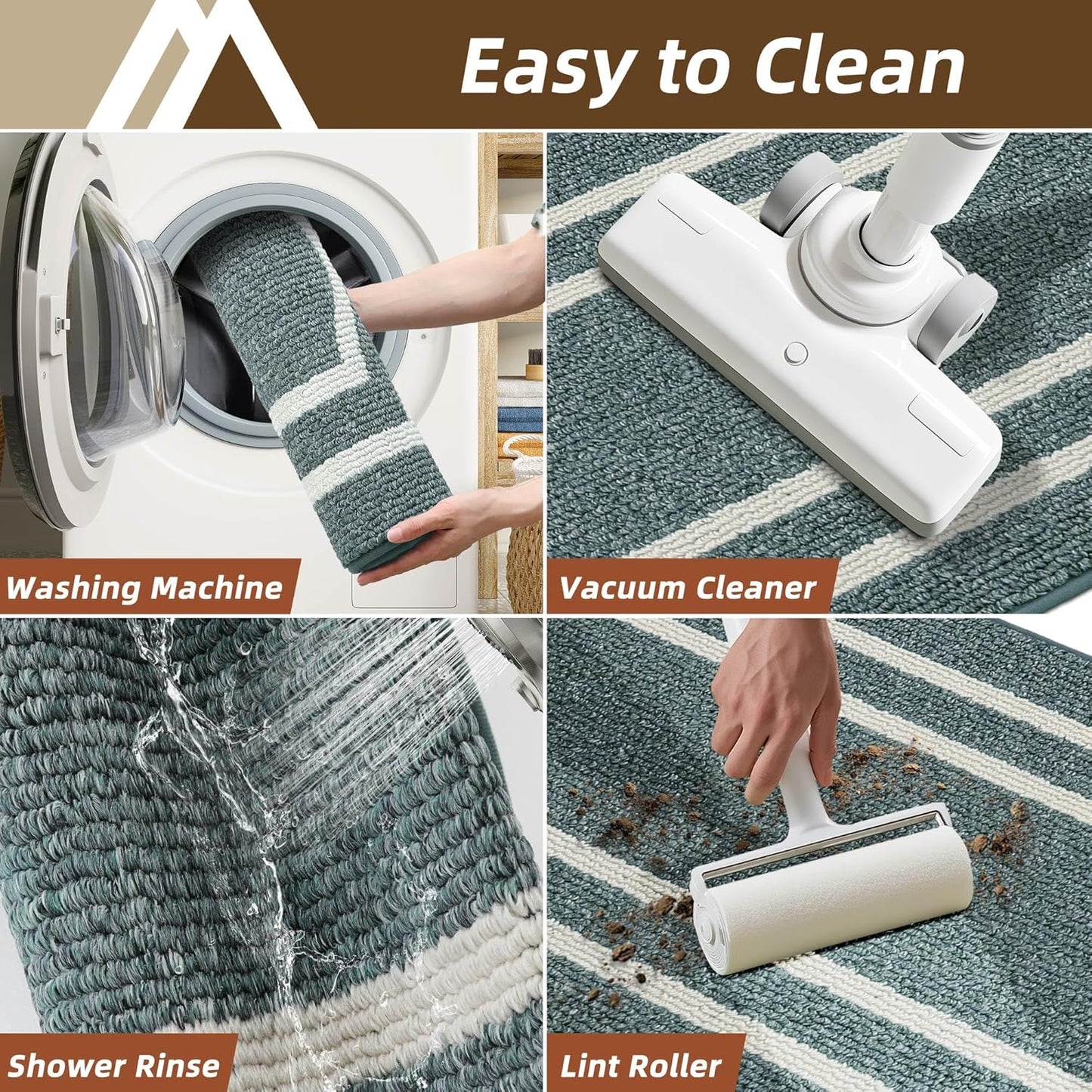 COSY HOMEER Kitchen Rugs and Mats 24"x48" Non Slip Kitchen Mats for Floor Washable Kitchen Runner Rug Stain Resistant Standing Mat for Kitchen,Sink,Polypropylene,Lake Blue