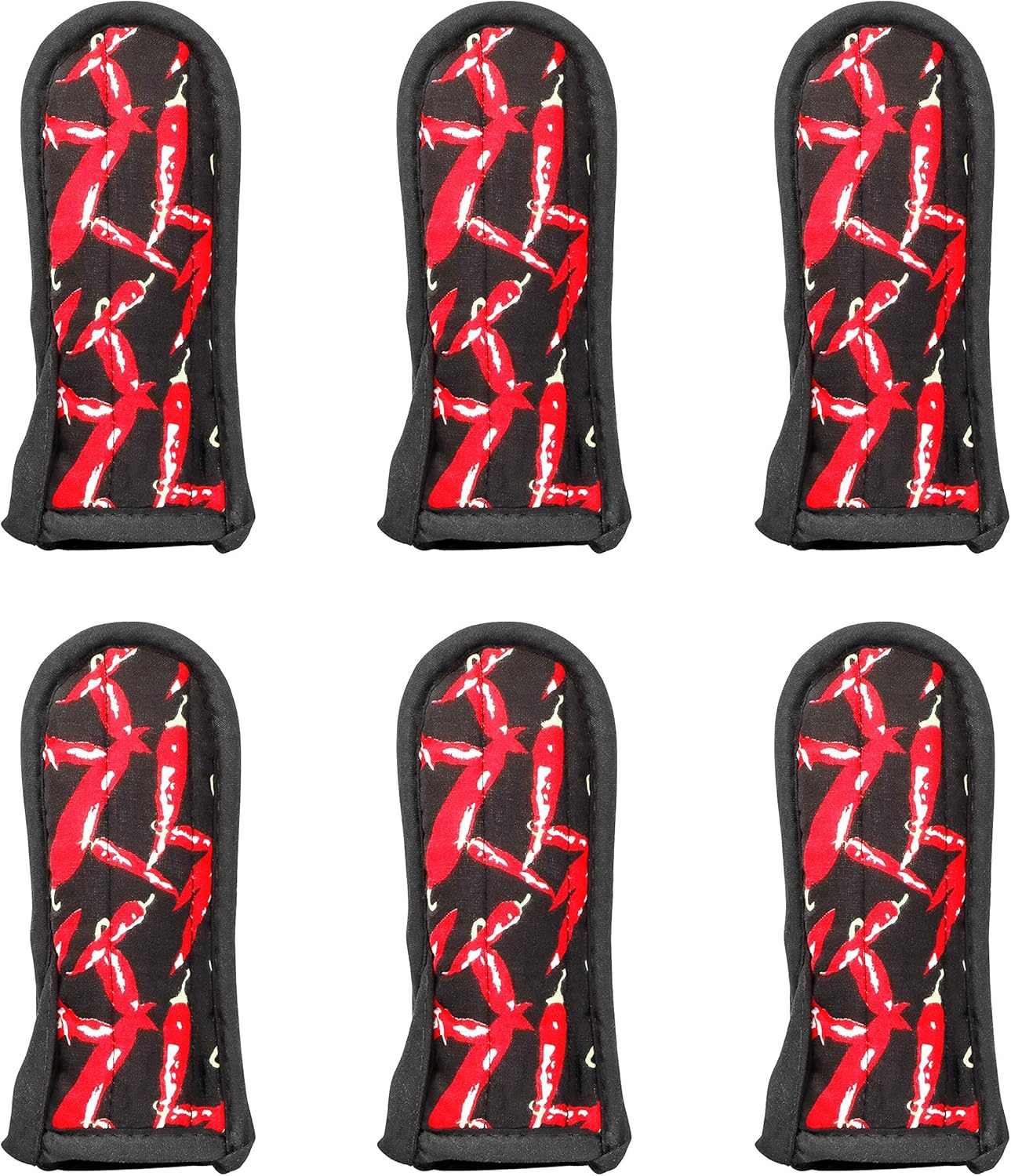New Star Foodservice 1028744 Commercial-Grade Hot Skillet Handle Cover Holder, Hot Handle Holders/Mitts, Red Peppers Pan Cotton Handle Sleeve, Set of 6