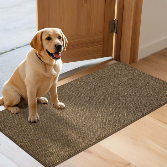 JSEI Dirt Trapper Door Mat 24"x60" Non-Slip Washable Entrance Mat, Dog Doormats, Absorbent & Fade-Resistant Floor Mats, Low Profile Welcome Mats for Entryway, Front Door, and Inside Entrance, Brown