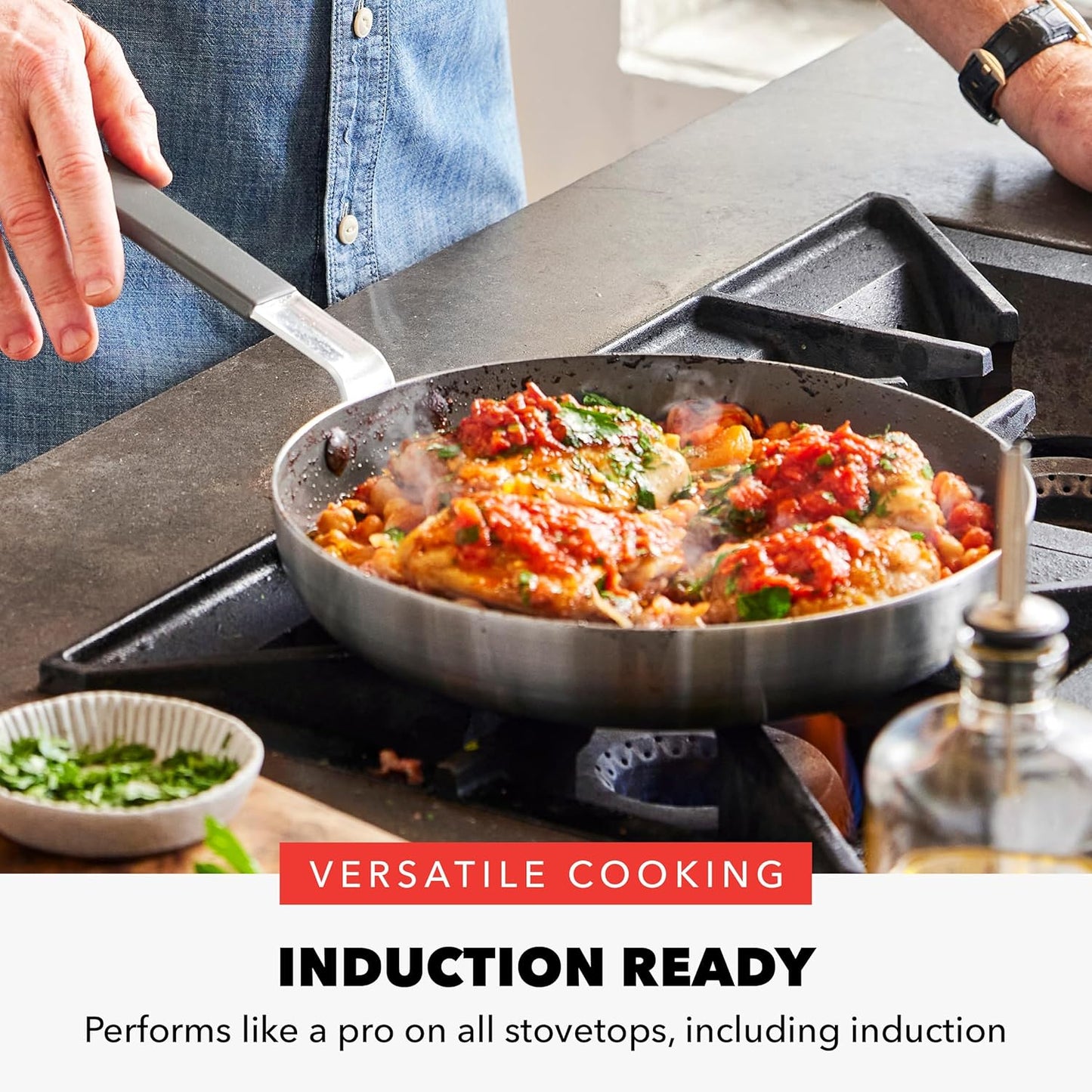 GreenPan x Bobby Flay Stainless Steel 12 Piece Cookware Pots & Pans Set, Professional Grade Tri-Ply, Multiclad, PFAS-Free Ceramic Nonstick, Induction Suitable, Dishwasher & Oven Safe,Stay Cool Handles