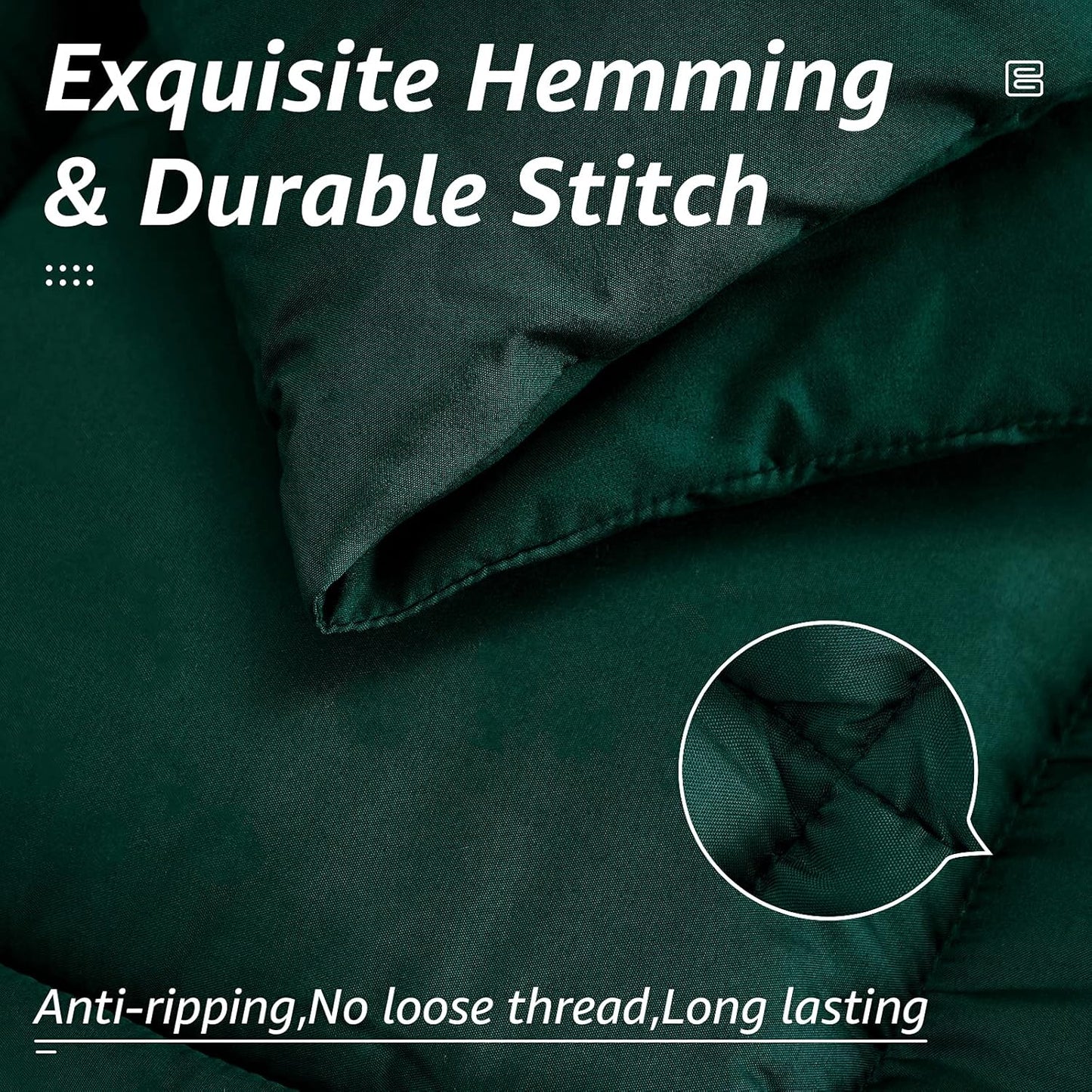 HYLEORY All Season Queen Size Bed Comforter - Cooling Goose Down Alternative Quilted Duvet Insert with Corner Tabs - Winter Warm - Machine Washable - Emerald Green