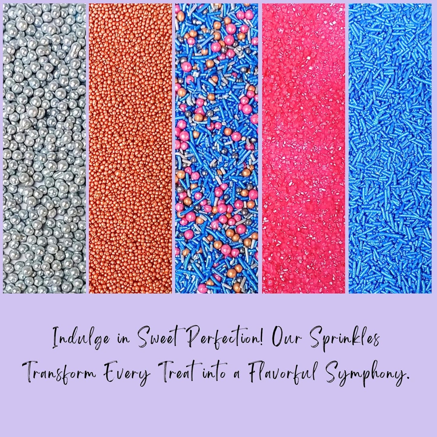 Confect Game Night Sprinkles – Mix with Copper & Silver Dragees, Bright Blue Jimmies, Rose Gold & Pink Sparkling Sugar | Vegan, Gluten-Free, Nut-Free, Soy-Free, Dairy-Free Cake & Cupcake Decorating Topping - 5oz