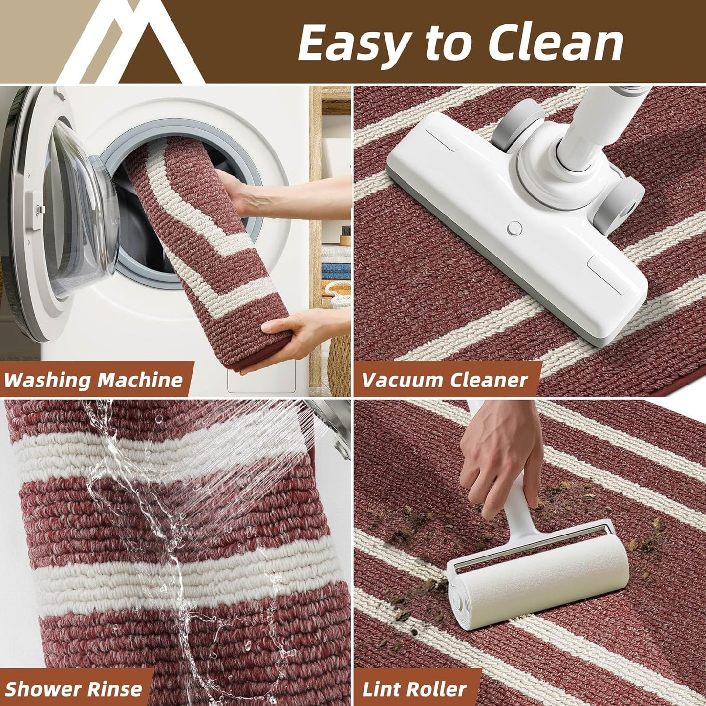 COSY HOMEER Long Kitchen Floor Mats for in Front of Sink Super Absorbent Kitchen Rugs and Mats 24"x48" Non-Skid Kitchen Mat Standing Mat Washable,Polypropylene,Red,Frame