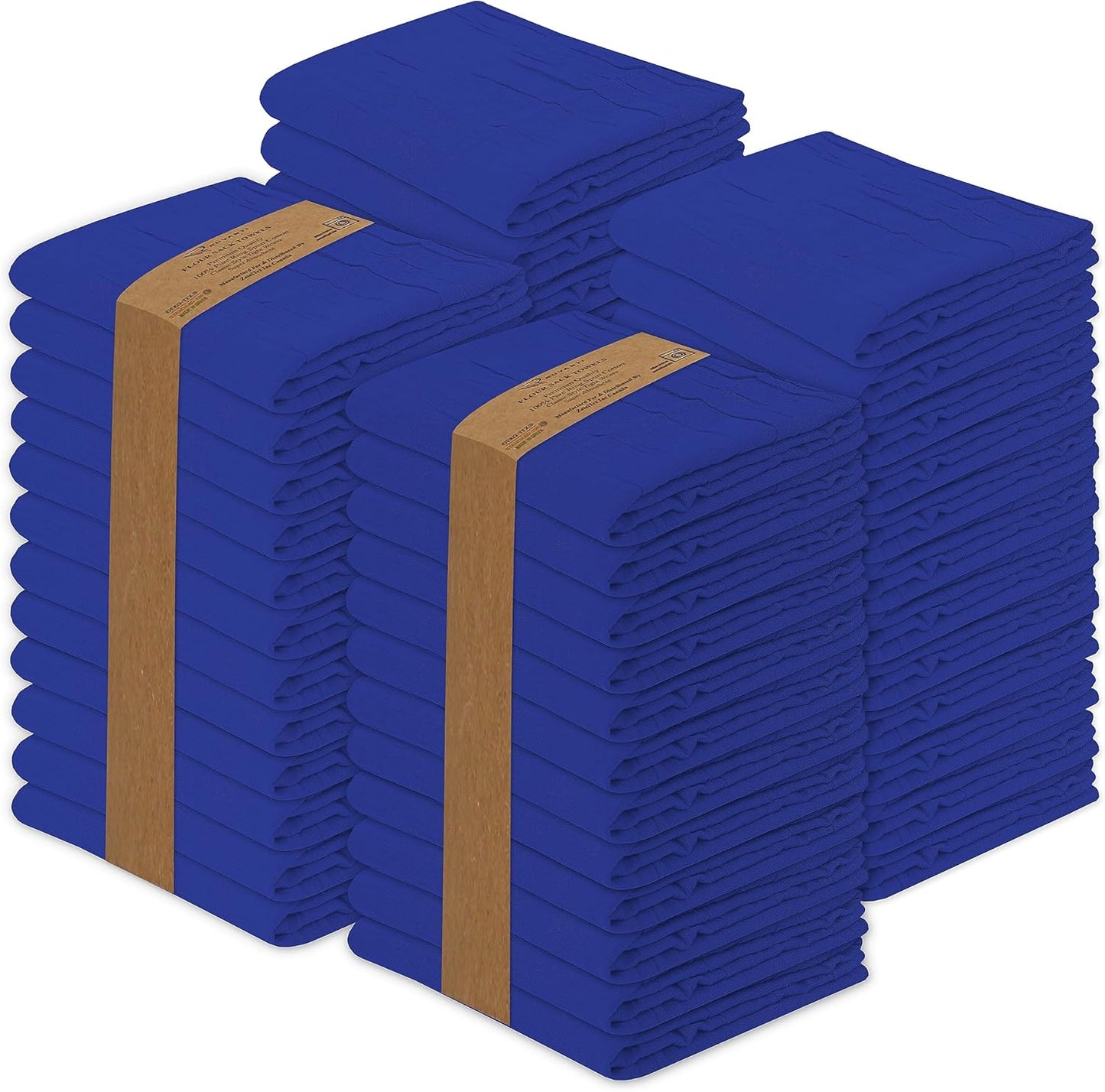 RUVANTI Flour Sack Towels 50 Pack 28x28 Inch, 100% Cotton Tea Towel, Reusable, Machine Washable, Absorbent BarTowels - Dish Cloth Perfect for Drying Dishes & Cleaning - Navy