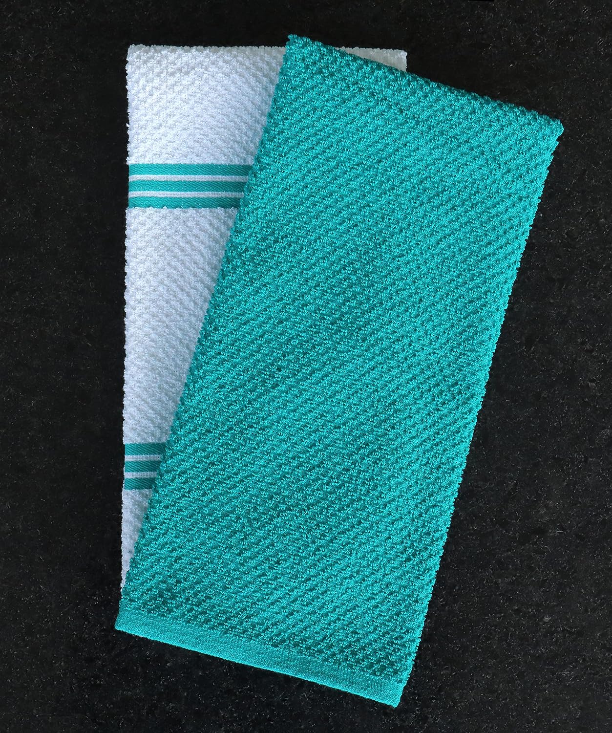 AMOUR INFINI Kitchen Towels Pack of 4 - Absorbent, Quick Drying Premium Cotton Tea Towel - Kitchen Linens 16x28 Inch Dish Towels with Hanging Loop (Turquoise)