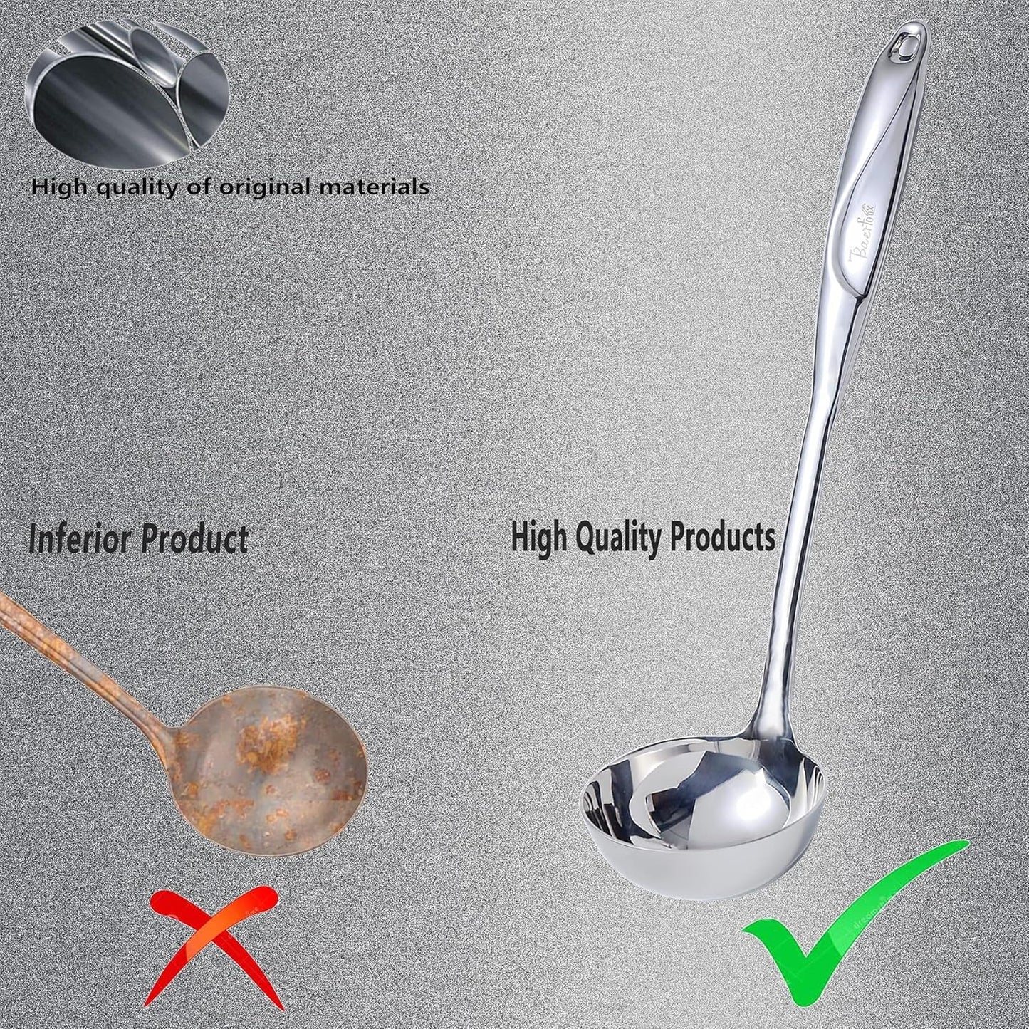 High Grade Soup Ladle,Cooking Ladle for Soup,Heat-proof Design of Hollow Handle,Stainless Steel Kitchen Utensil（4ouce/13.5 Inch)