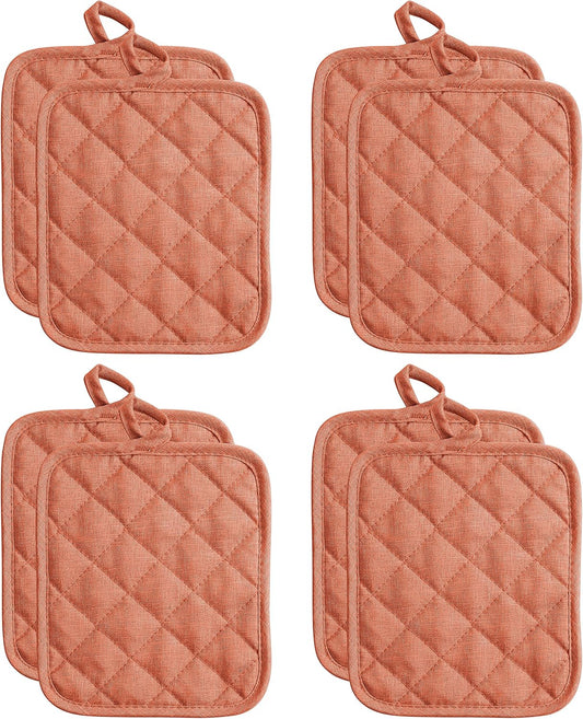 American Linen Pot Holders, Hot Pads, Table Pads for Kitchen and Dining Table, Non Slip Heat Resistant Hot Pot Holder (Coral, 8 Pack)
